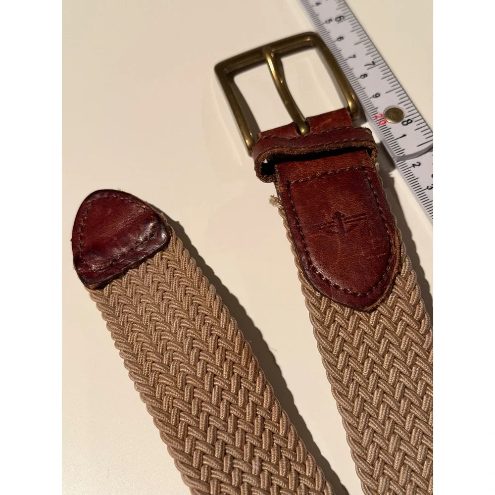 Dockers Mens Braided‎ Stretch Belt Khaki Tan Brown Leather Trim Size 40 11DK0323